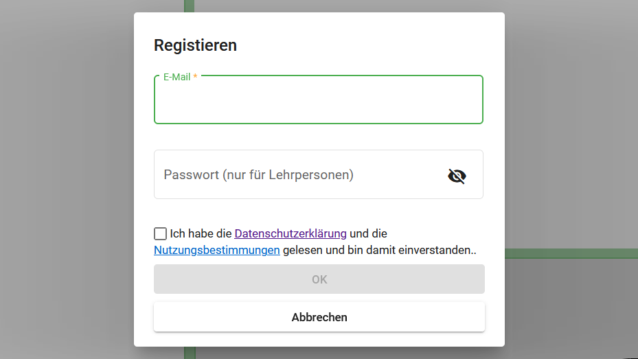 Neue Registrerung